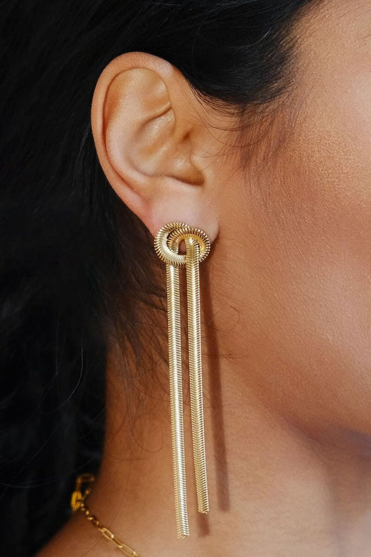 Drop Long Tassel Knotted Statement Earrings Earrings mure + grand 