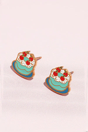 Eat the Cake Enamel Charm Stud Earrings