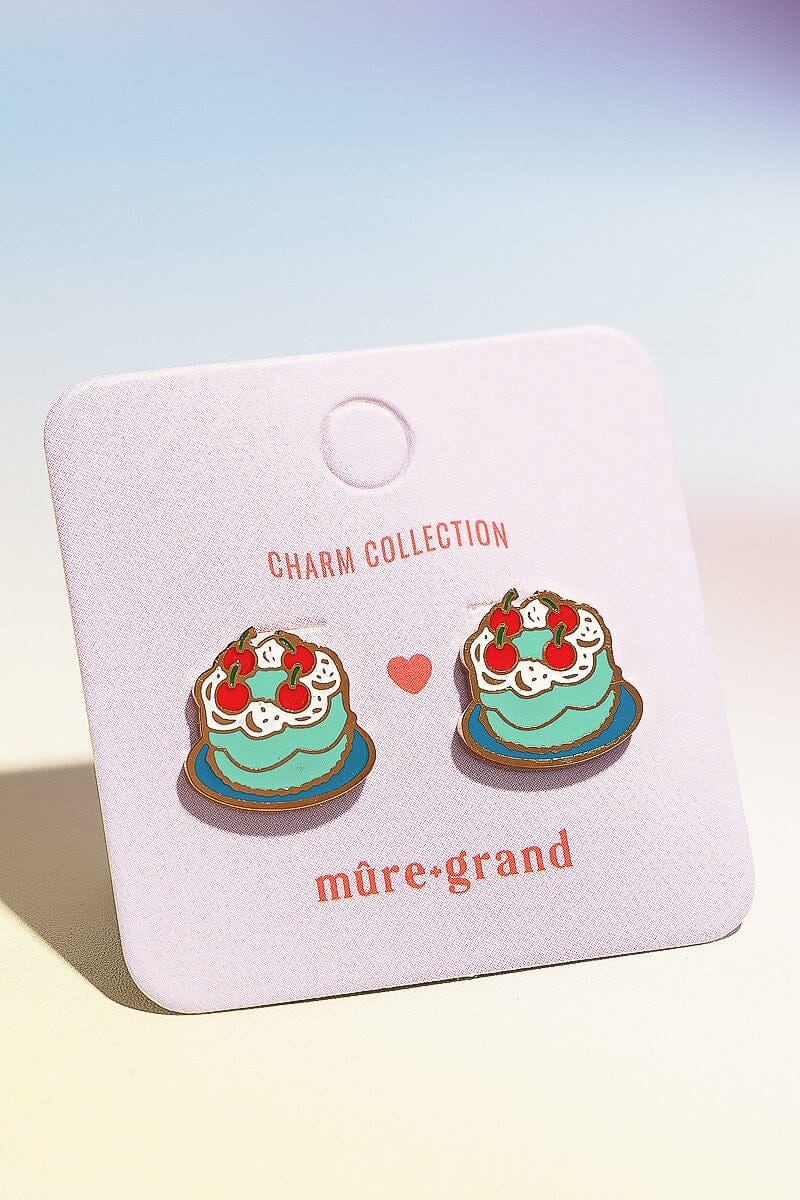 Eat the Cake Enamel Charm Stud Earrings Earrings mure + grand 