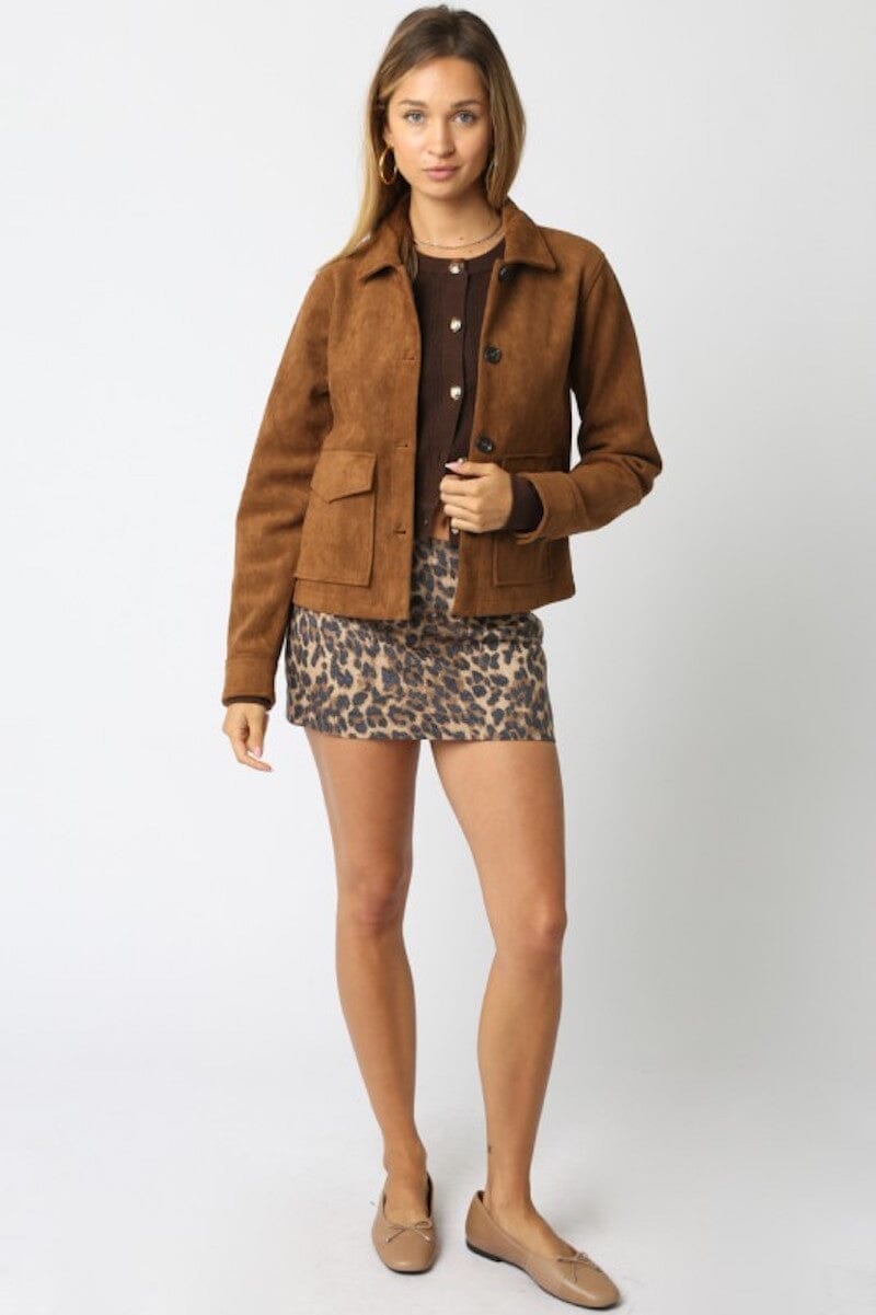 Emma Suede Trucker Jacket Clothing Olivaceous 