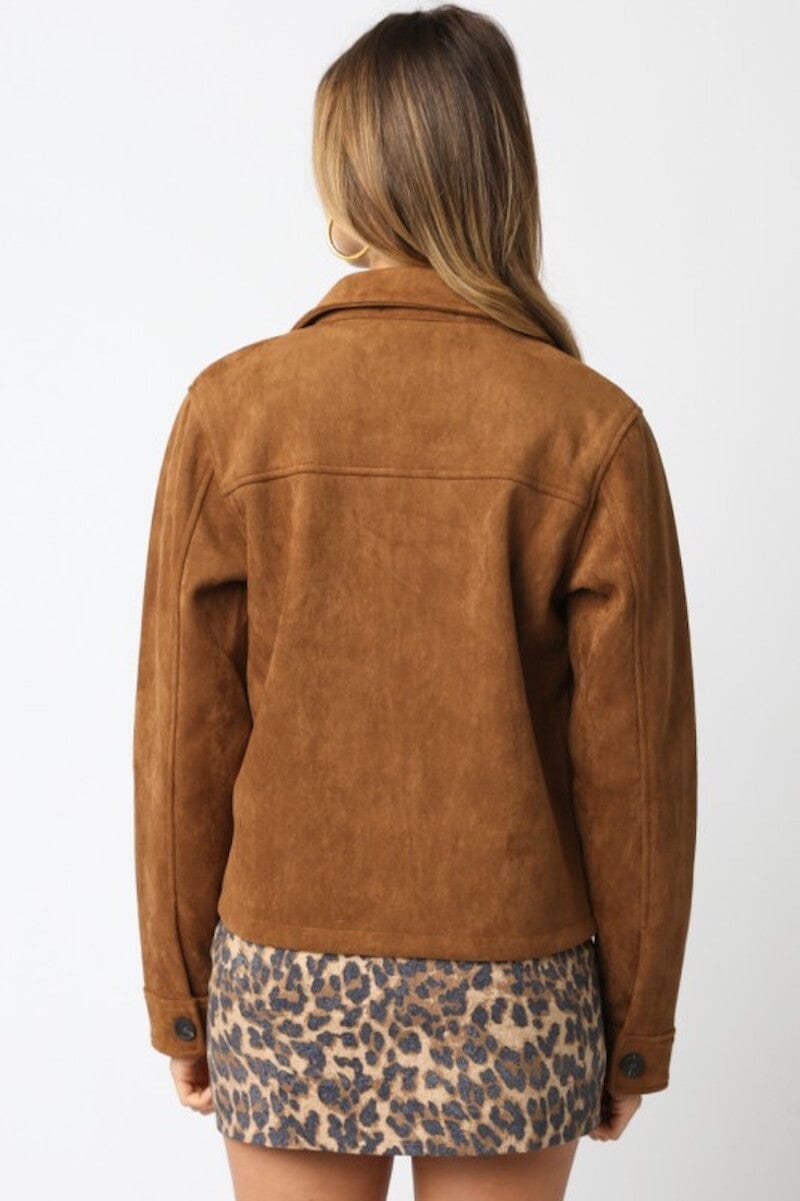 Emma Suede Trucker Jacket Clothing Olivaceous 