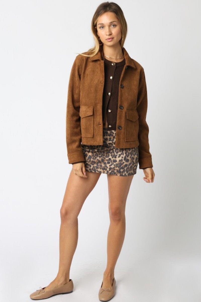 Emma Suede Trucker Jacket Clothing Olivaceous 