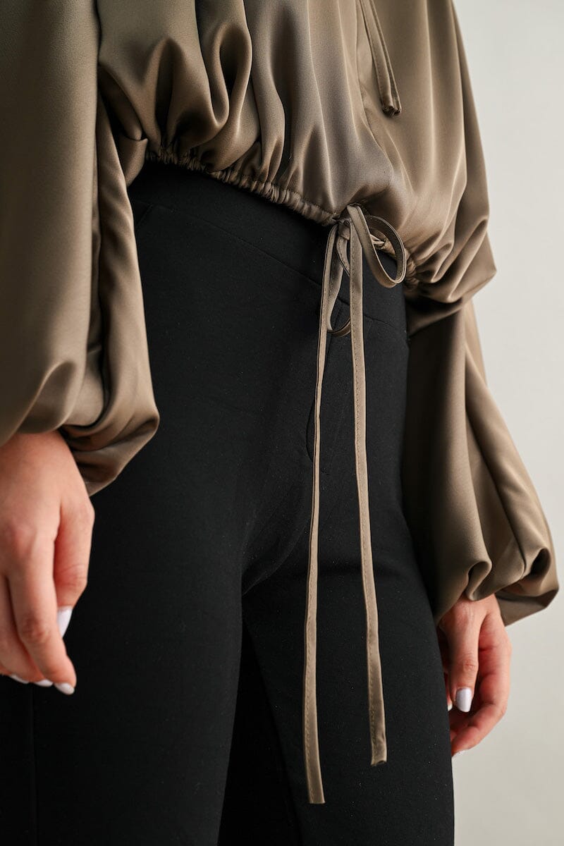 Esme Dolman Puff Sleeve Silky Satin Top Clothing Luvée 