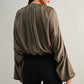 Esme Dolman Puff Sleeve Silky Satin Top Clothing Luvée 