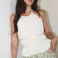 Estella Lace Textured Halter Peplum Top Clothing Sky to Moon 