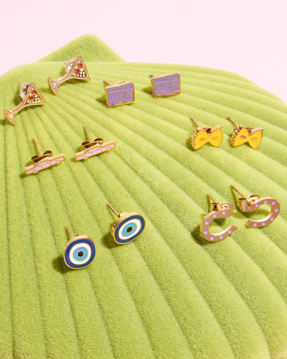 Evil Eye Enamel Charm Stud Earrings Earrings Mure + Grand 