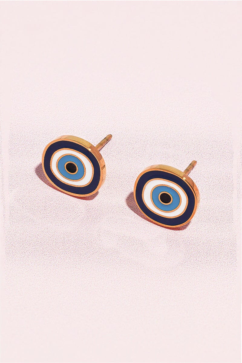 Evil Eye Enamel Charm Stud Earrings Earrings Mure + Grand 