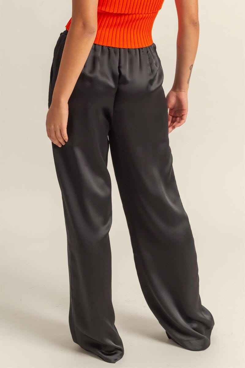Fariha Drawstring Waist Wide Leg Satin Pants Clothing Hyfve 