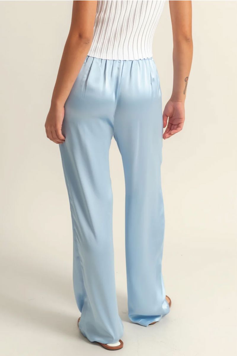 Fariha Drawstring Waist Wide Leg Satin Pants Clothing Hyfve 