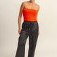 Fariha Drawstring Waist Wide Leg Satin Pants Clothing Hyfve Black S 
