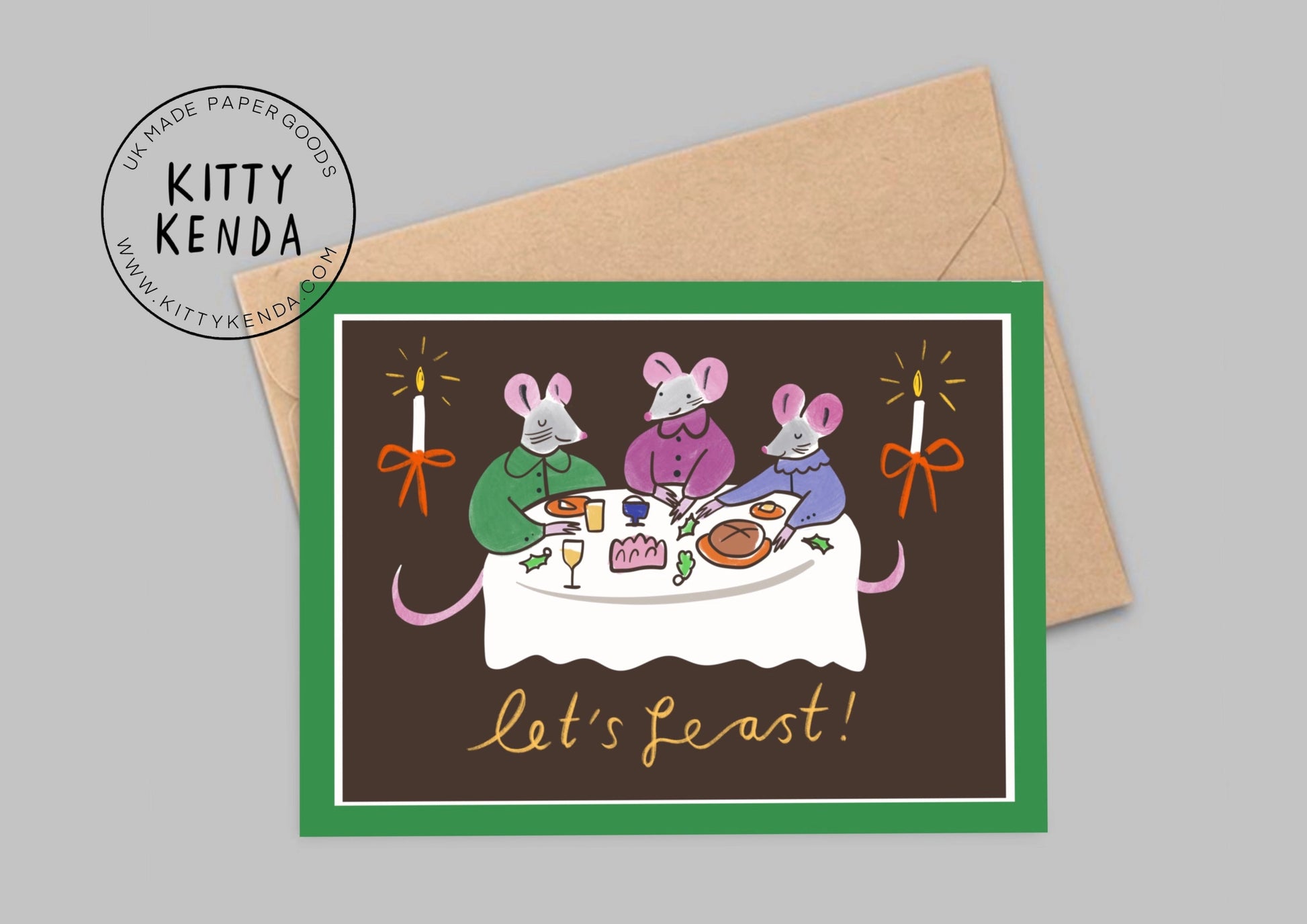 Feasting Mice Christmas Greeting Card Greeting & Note Cards Kitty Kenda Papergoods 