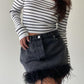 Feather Trim Denim Mini Skirt Clothing Et Clet 