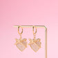 Filled Heart & Bow Charm Dangle Earrings Earrings mure + grand 