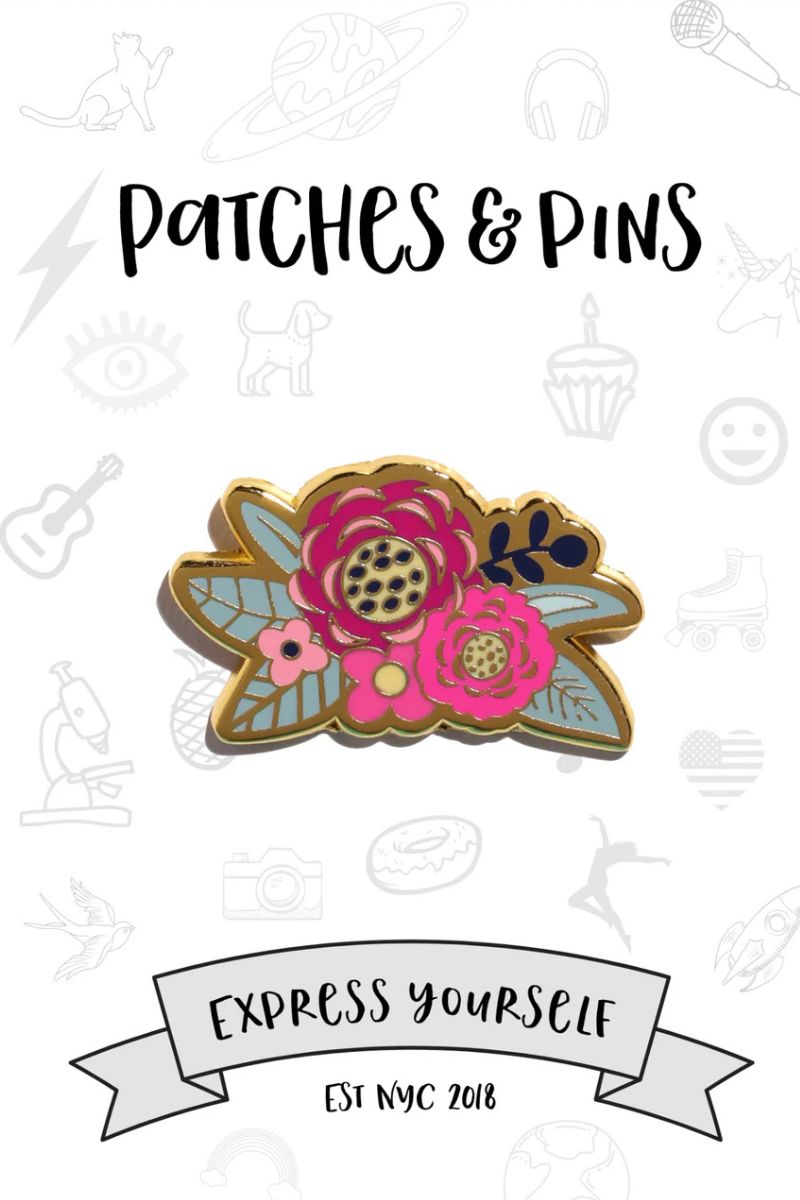 Floral Wreath Enamel Pin Enamel Pin Patches & Pins 