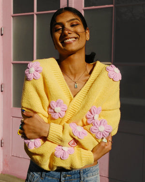 Flowers Follow the Sun Puff Cardigan