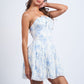 Fumiko Hibiscus Floral Back Cross-Tie Tube Mini Dress Clothing Sky to Moon 