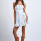 Fumiko Hibiscus Floral Back Cross-Tie Tube Mini Dress Clothing Sky to Moon 
