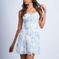 Fumiko Hibiscus Floral Back Cross-Tie Tube Mini Dress Clothing Sky to Moon 