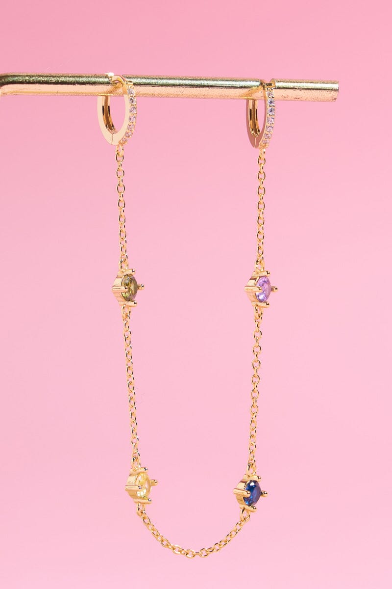 Gemstone Bridge Sterling Silver Chain Link EarringsMure + Grand