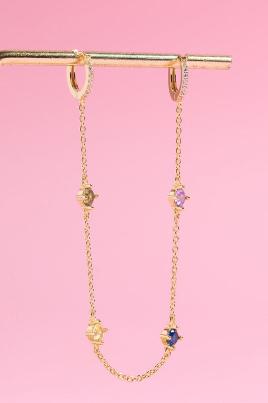 Gemstone Bridge Sterling Silver Chain Link Earrings Earrings mure + grand 