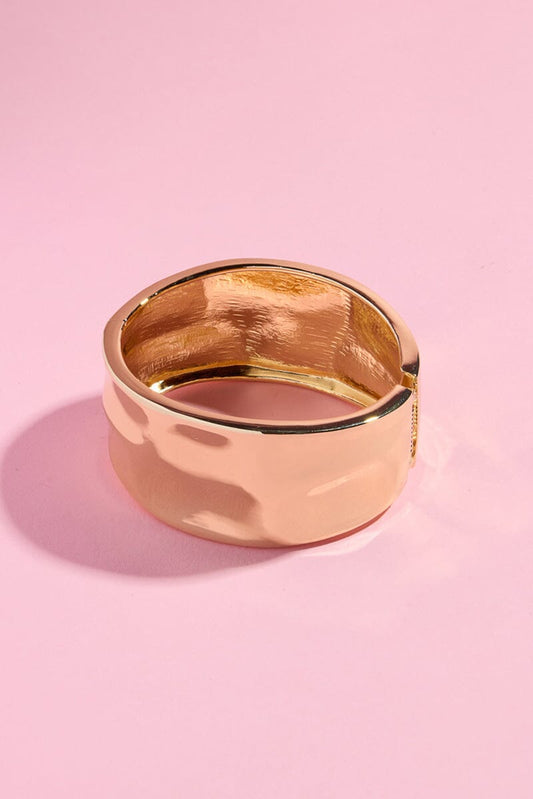 Glossy Textured Wide Cuff Bangle Bracelet Mure + Grand 