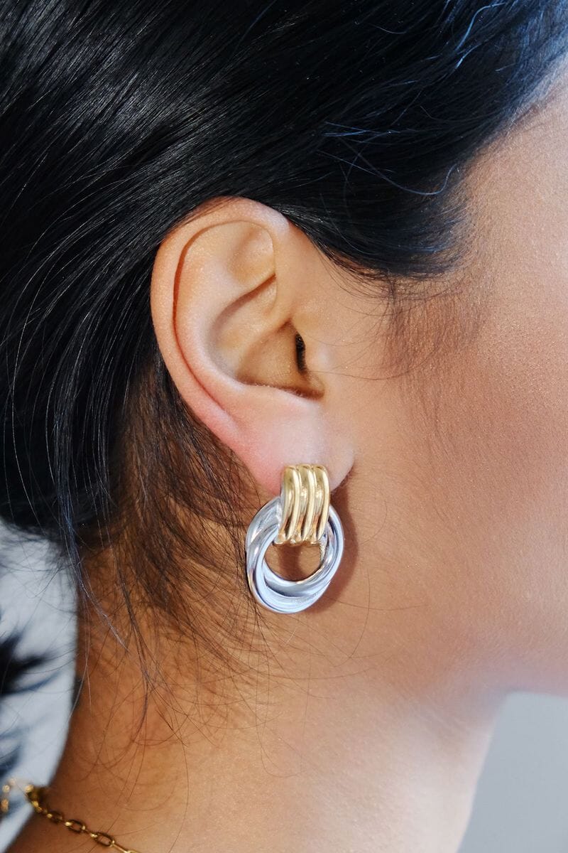 Gold&Silver Knot Statement EarringsMure + Grand
