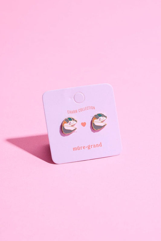 Happy As A Clam Enamel Charm Stud Earrings Earrings mure + grand 