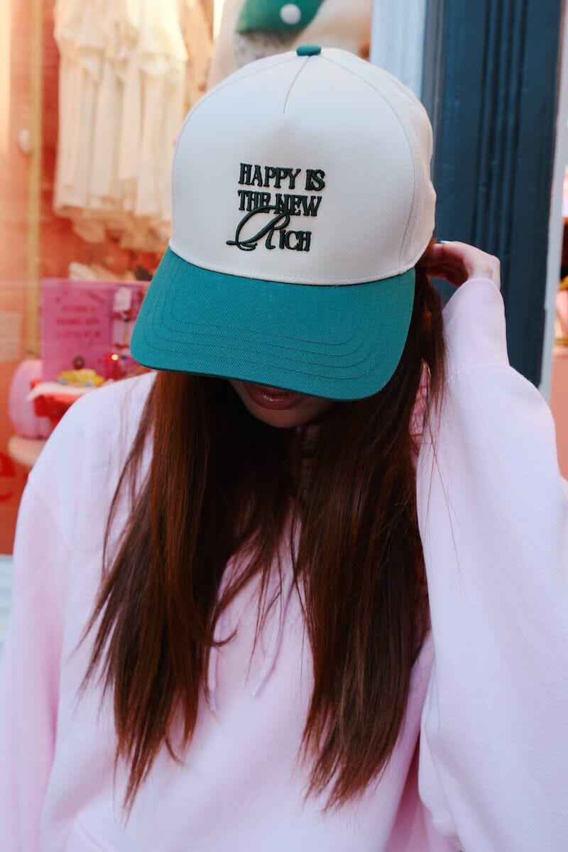 Happy is the New Rich Embroidered Dad Hat Hats mure + grand 