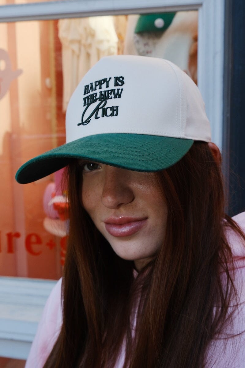 Happy is the New Rich Embroidered Dad Hat Hats mure + grand 