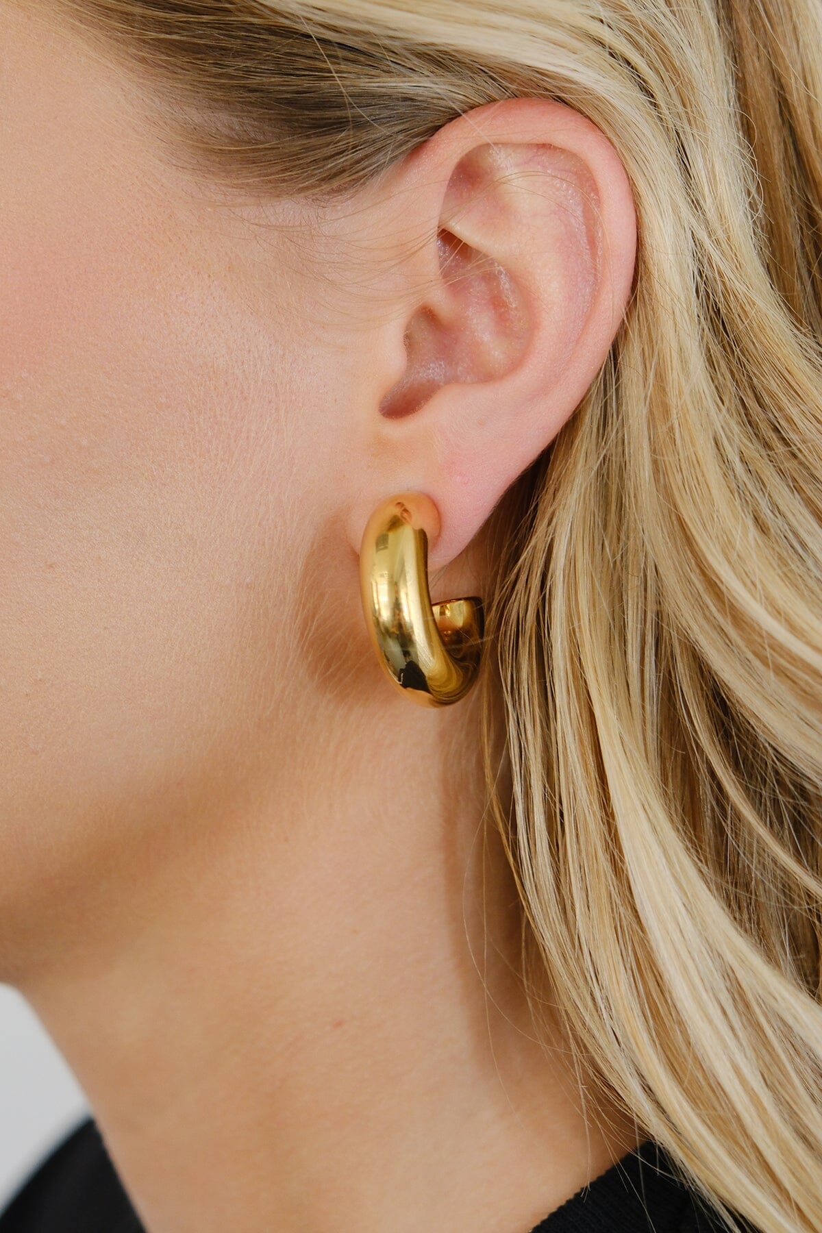 Hazel Thick Hoop Earrings Earring mure + grand Gold 