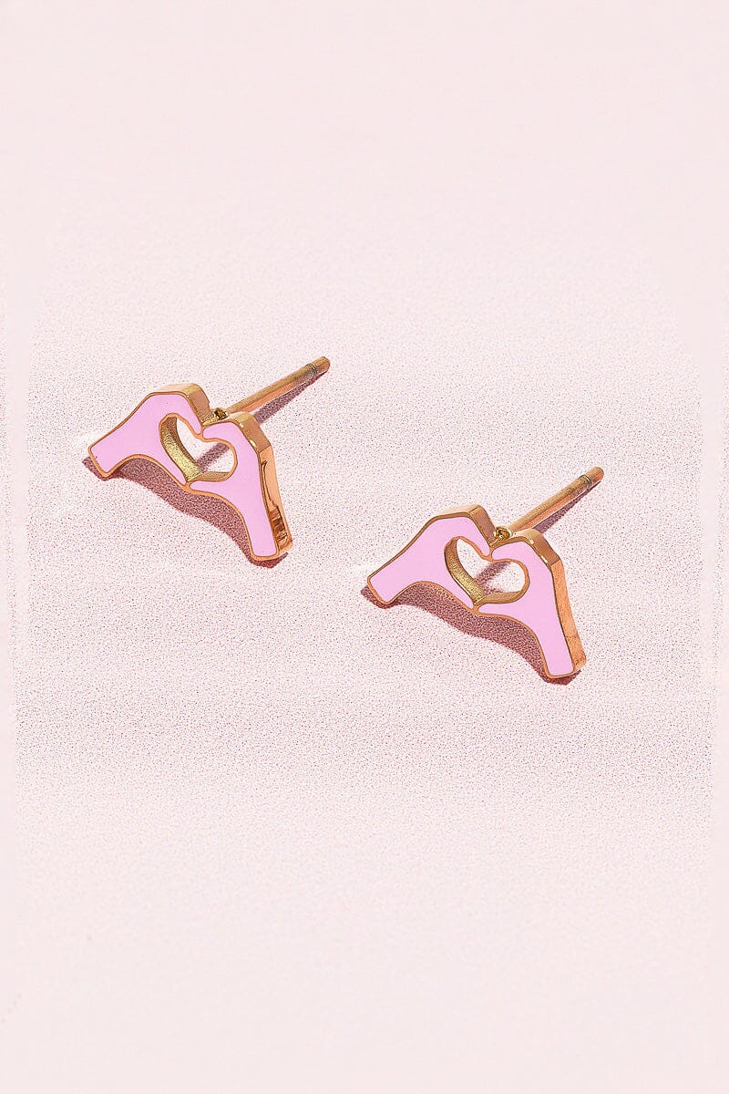 Heart Hands Enamel Charm Stud Earrings Earrings mure + grand 