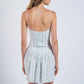 Hermona Rose Stripe Smocked Body Mini Dress Clothing Sky to Moon 