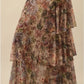 Hilda Floral-Print Mesh Tiered Side-Ruffle Maxi Skirt Clothing Promesa 