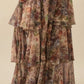 Hilda Floral-Print Mesh Tiered Side-Ruffle Maxi Skirt Clothing Promesa 