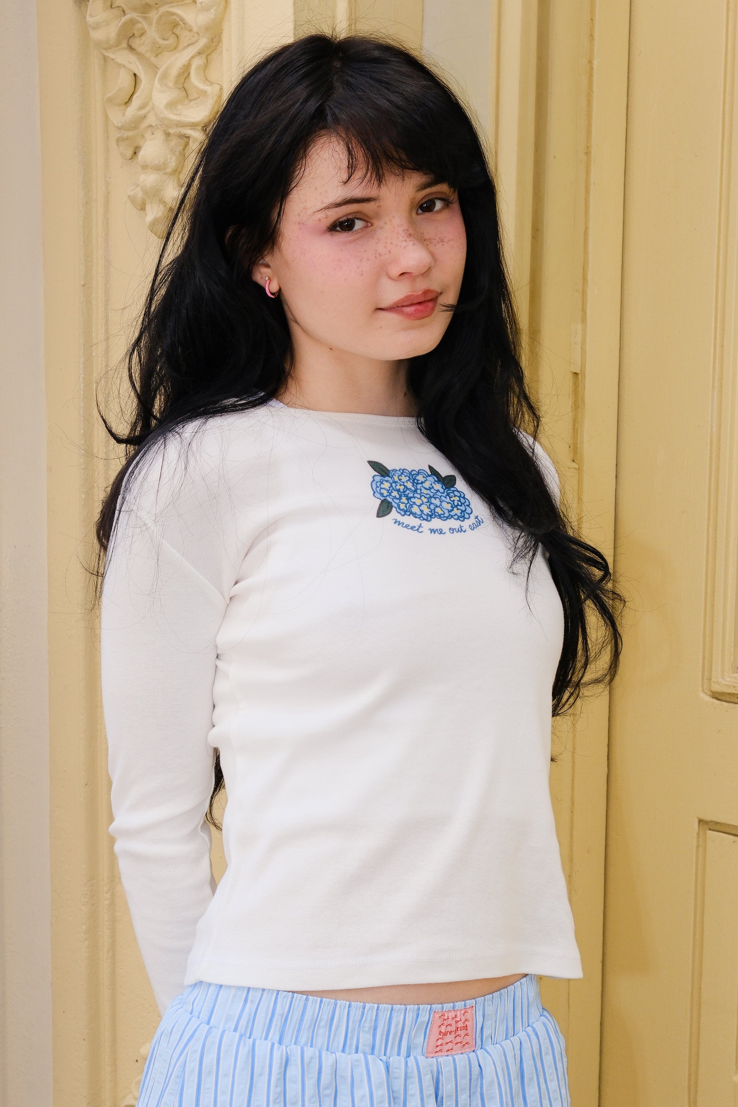 Hydrangeas Meet Me Out East Long Sleeve Baby Tee | Shop Now | Mure