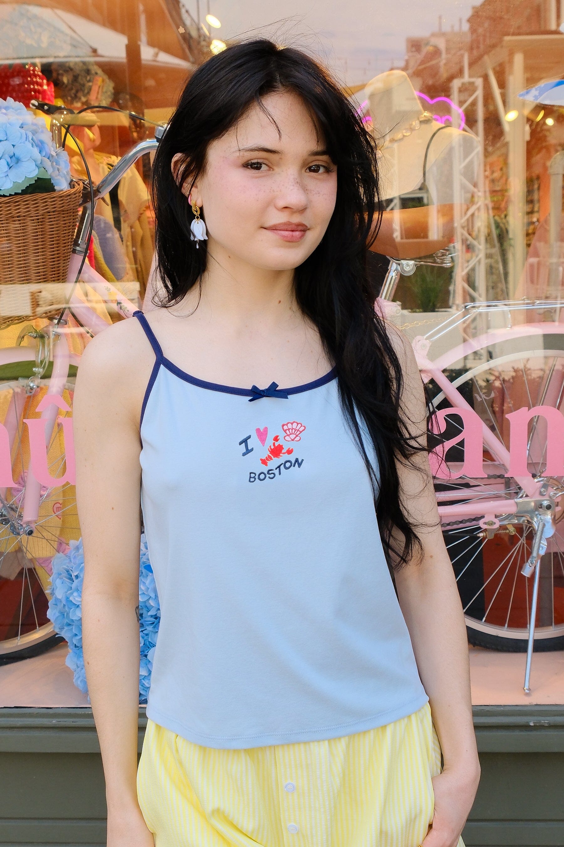 I Love Boston Embroidery Tank Top Clothing mure + grand 
