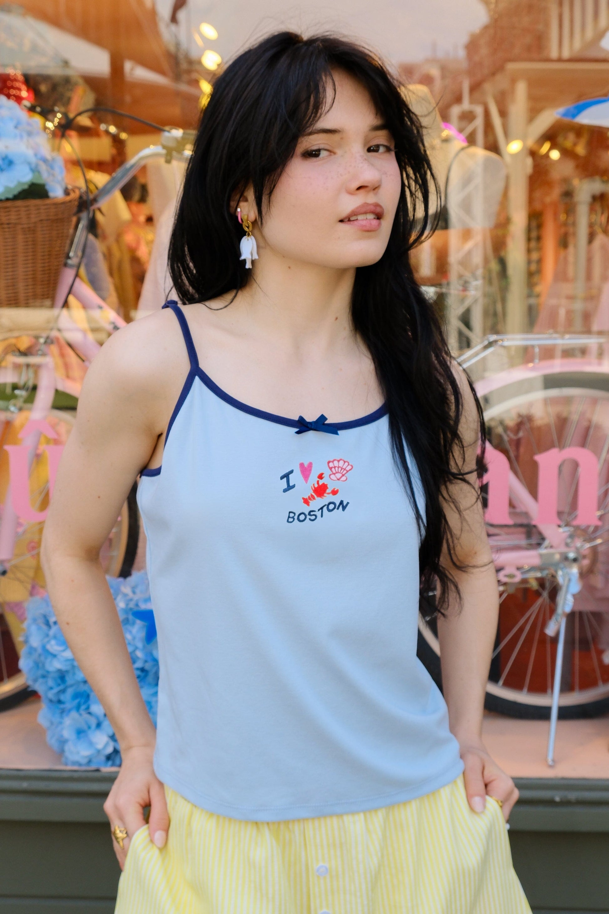 I Love Boston Embroidery Tank Top Clothing mure + grand 
