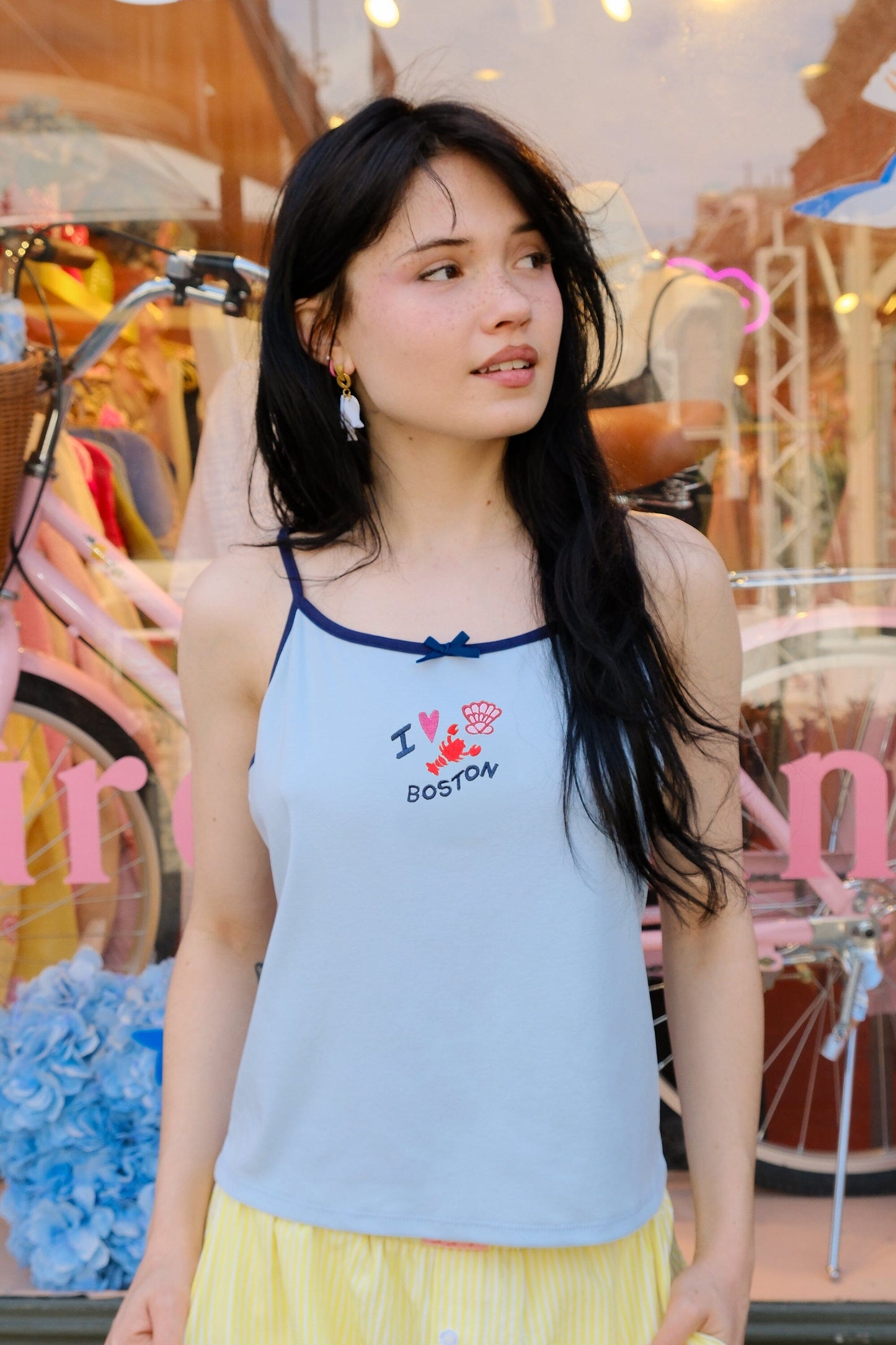 I Love Boston Embroidery Tank Top Clothing mure + grand 
