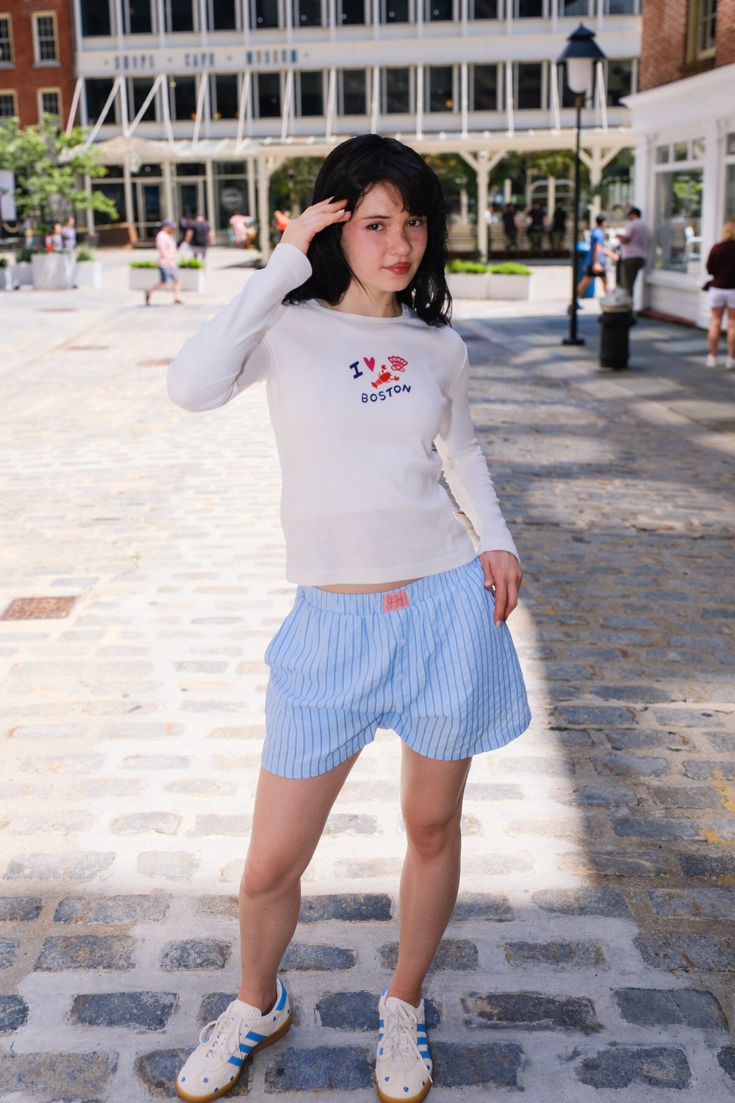 I Love Boston Long Sleeve Baby Tee Baby Tee mure + grand 
