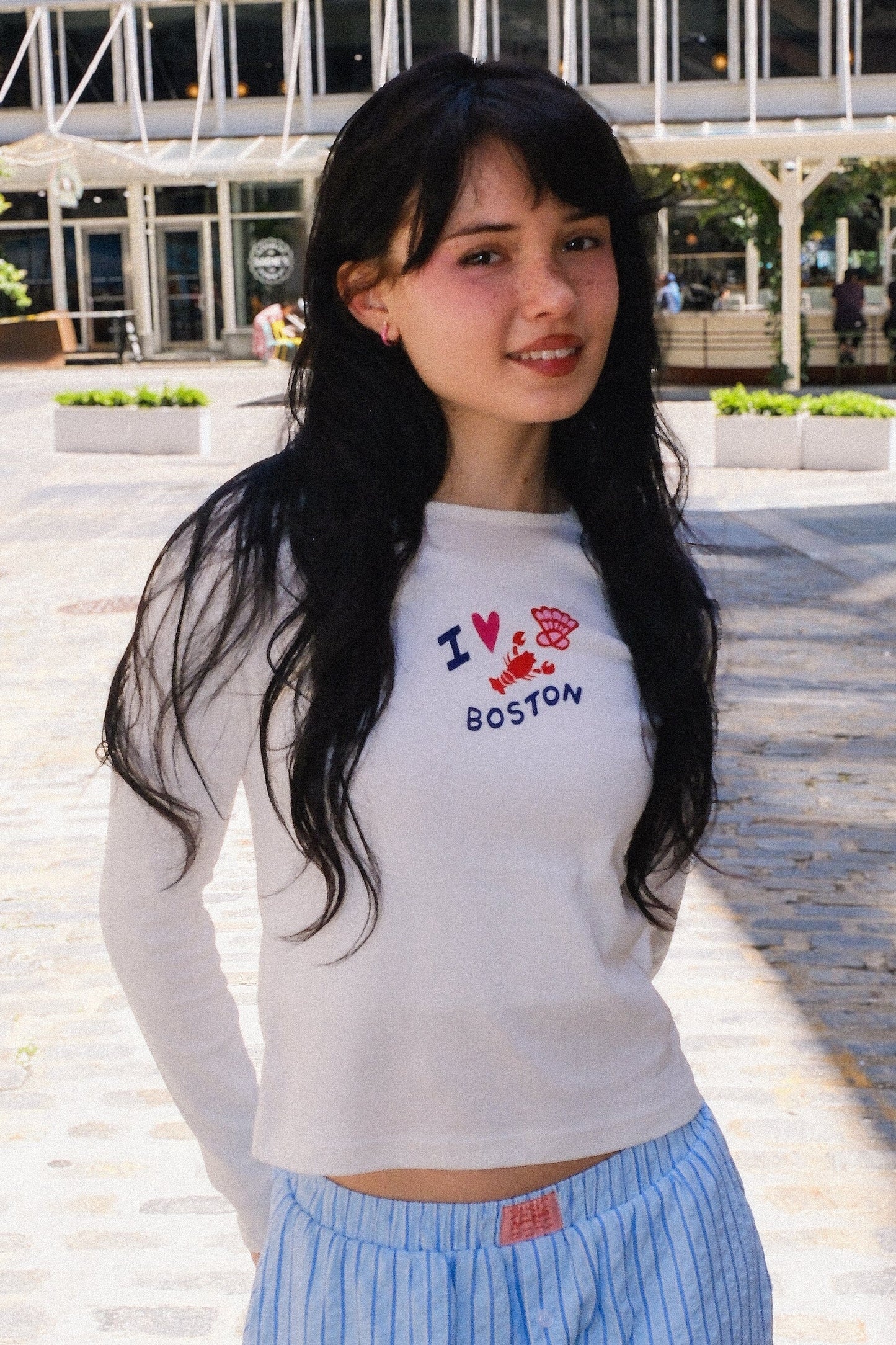 I Love Boston Long Sleeve Baby Tee Baby Tee mure + grand 
