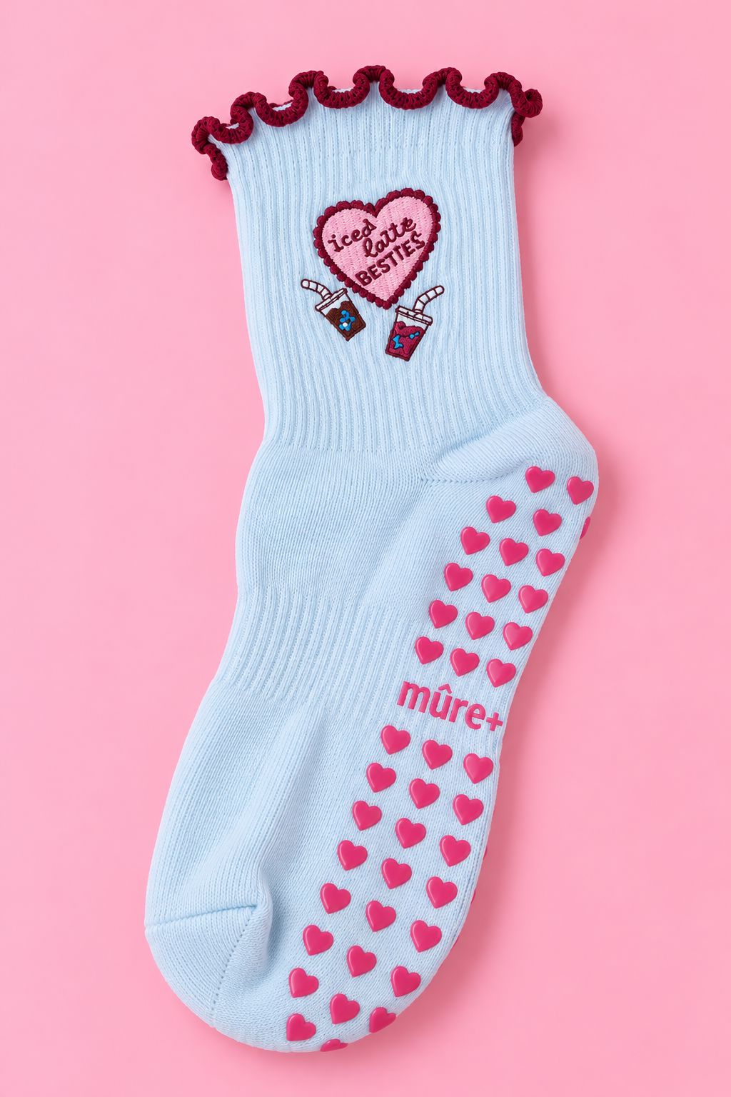 Iced Latte Besties Frill Pilates Grip Socks Socks mure + grand 
