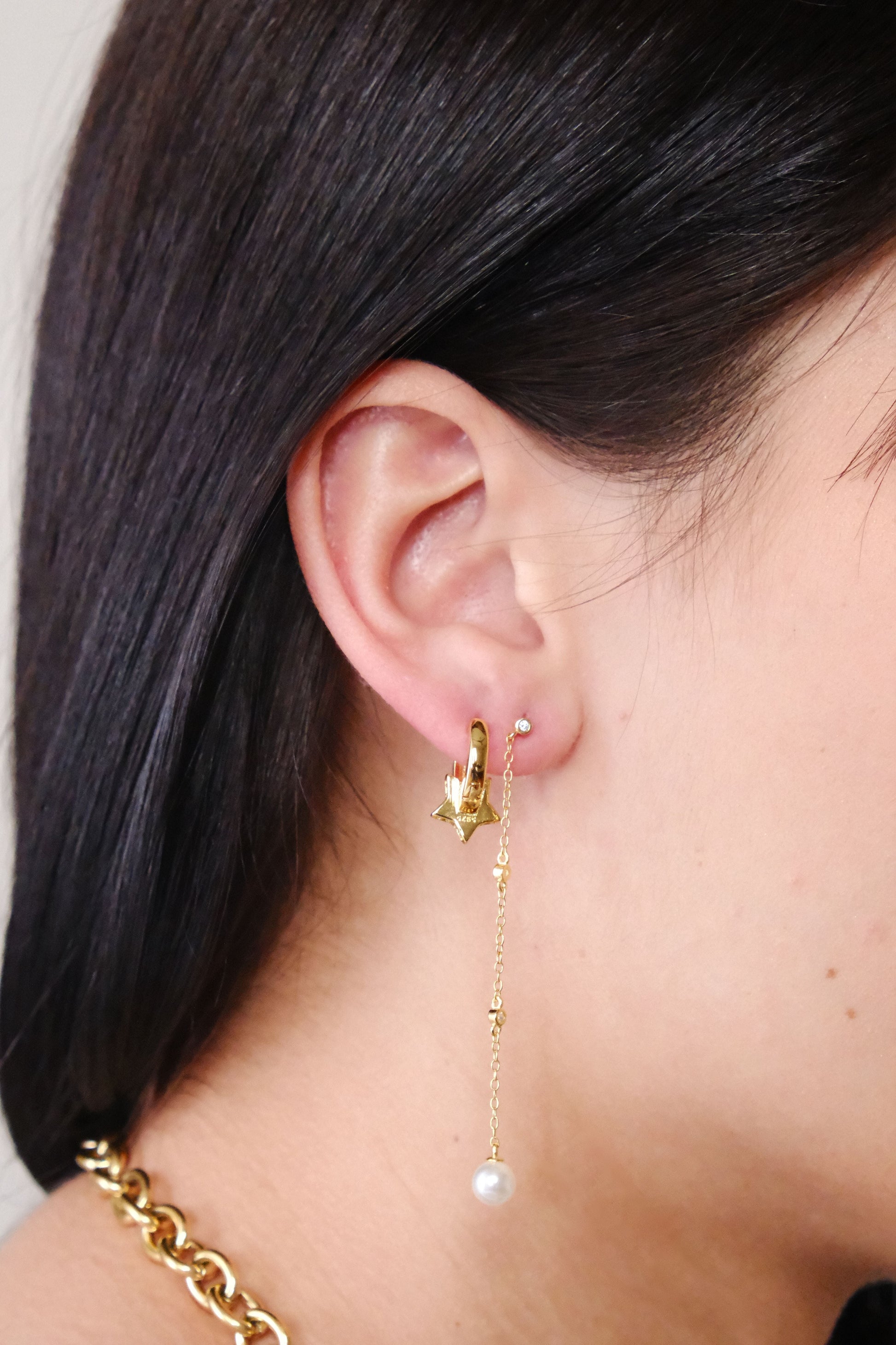 Pendant Chain Link Earrings Silver Idris Pearl Sterling Silver