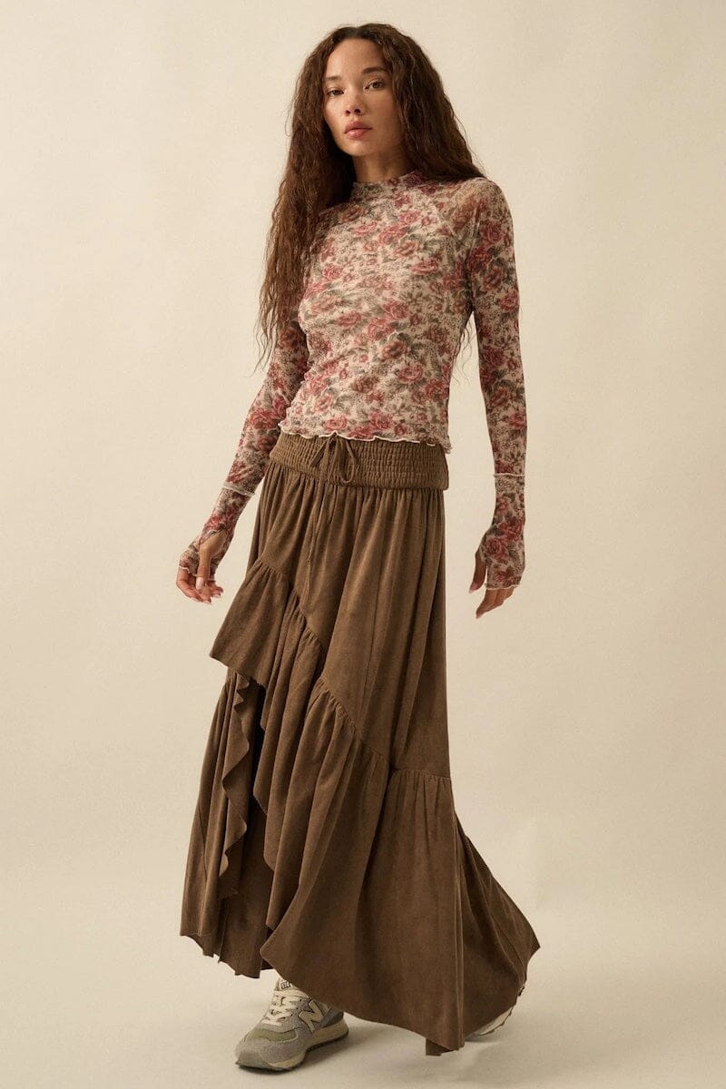 Isolde Roses Floral Mesh Mock-Neck Top Clothing Promesa 
