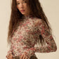 Isolde Roses Floral Mesh Mock-Neck Top Clothing Promesa 