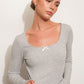 Jiya Scoop Neck Bow Ribbed Knit Top Clothing Bailey Rose 