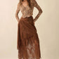 Julia Suede and Lace Buckled-Waist Maxi Skirt Clothing Promesa 