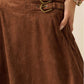 Julia Suede and Lace Buckled-Waist Maxi Skirt Clothing Promesa 