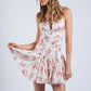 Kaira Floral Square Neck Tie Strap Mini Dress Clothing Sky to Moon 