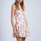 Kaira Floral Square Neck Tie Strap Mini Dress Clothing Sky to Moon 