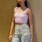 Liliana Square Neck Crop Top Top mure + grand Peony Pink 